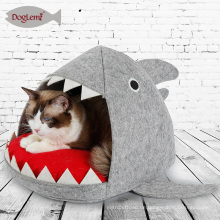 Haifisch-Design-Katzen-Bett-Höhlen-Haifisch-Haustier-Haus mit entfernbarer Kissen-Matte